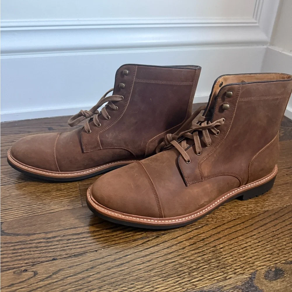 Warfield & Grand men’s cognac brown leather cap toe  Gresham boots Sz 11.5
